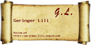 Geringer Lili névjegykártya